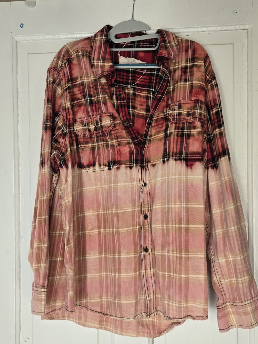 bleach-dyed upcycled ombre flannel shirt  Sadie Rea oversized large